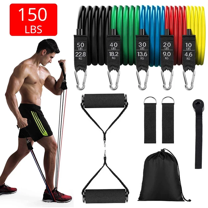 

11pcs/set Fitness Equipment Rubber Resistance Tube Band Stretch Pull Rope Exercise Training Expander Door Anchor Handle Ankle