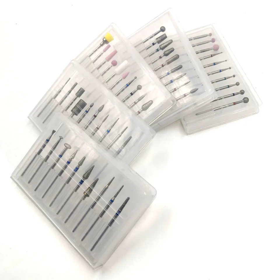 

HYTOOS 10Pcs/set Diamond Nail Drills Kit 3/32" Nail Drill Bits Set Rotary Cuticle Clean Burr For Manicure Nails Accessory Tool