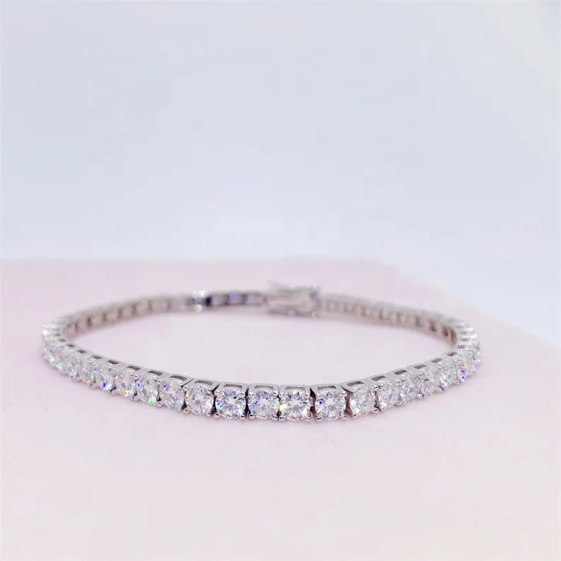 

Iced Out Cuban Tennis Bracelet VVS Moissanite Diamond 925 Sterling Silver Moissanite Tennis Bracelet