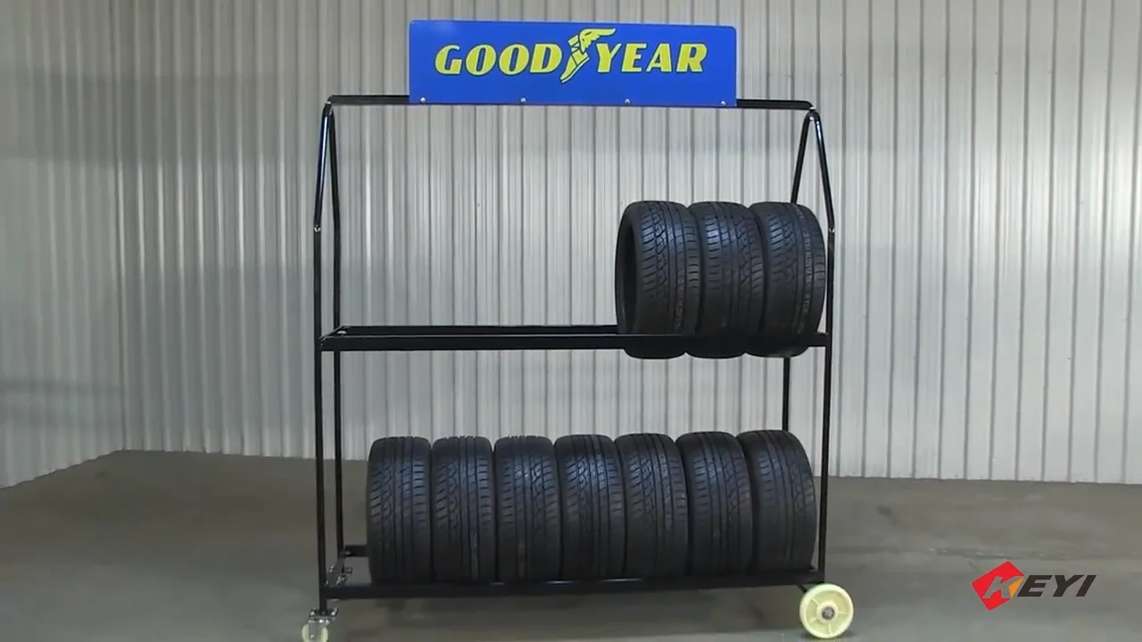 Wholesale Custom Black Powder Coated Metal Mobile Tire Rack Display