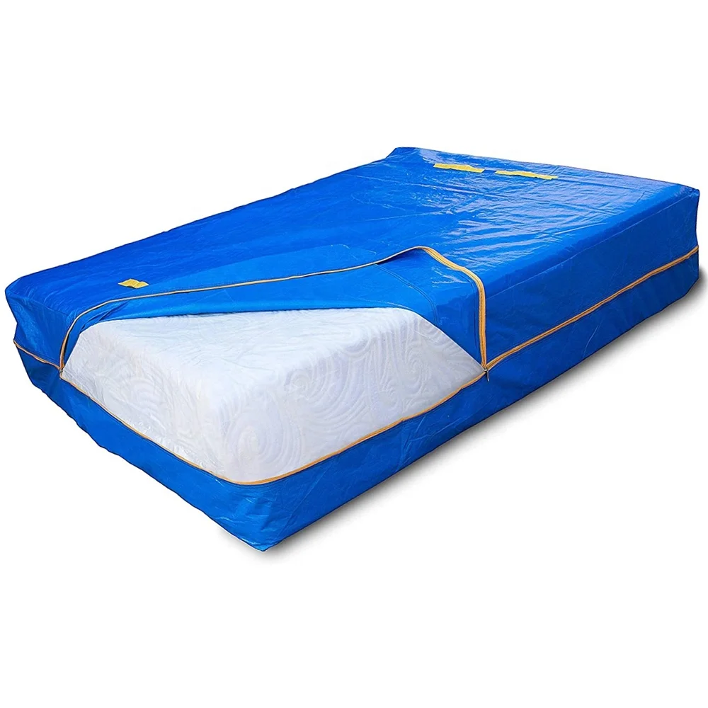 

Factory Wholesale Waterproof PP Woven Fabric Mattress Protection Bag for Moving and Storage with Handles and Zipper