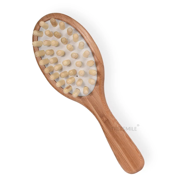 

Beauty shops Body Massage brush Eco-friendly wooden comb Helps Promote Healthy Blood Flow Treesmile custom logo Spa brushes, Natural bamboo color