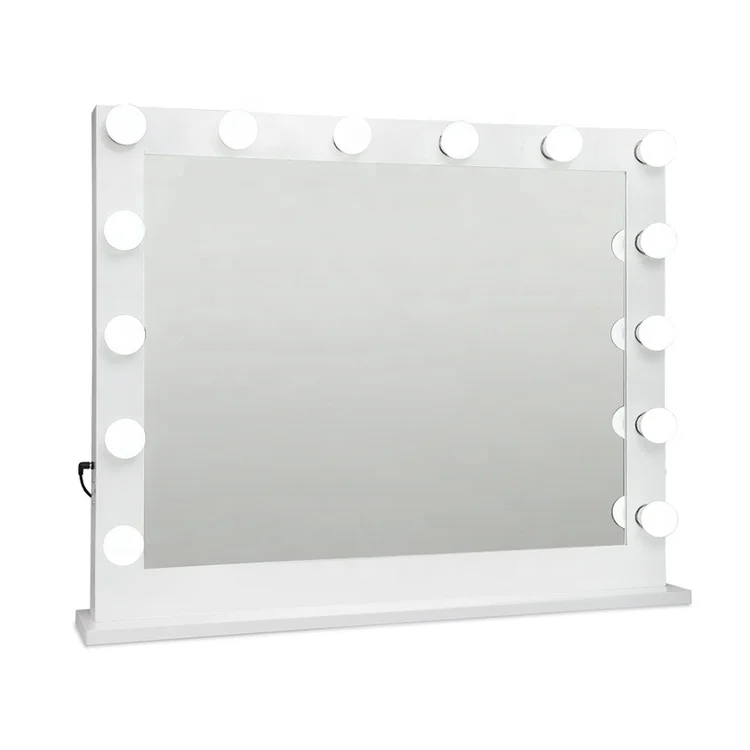 

White Frame Led Bulbs Hollywood Vanity Makeup Mirror With USB