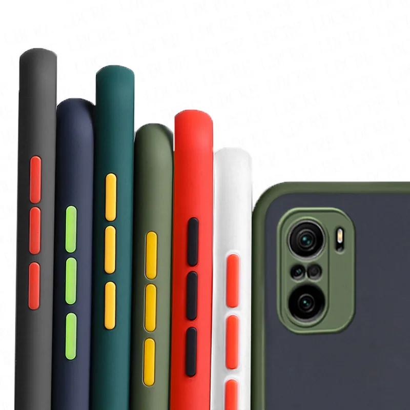 

Skin Feel Smooth Matte Silicone Hard Phone Case For Xiaomi MI 11 LITE ULTRA PRO POCO X3 M3 C3 Lens Protector Phone Cases Cover, 6 color