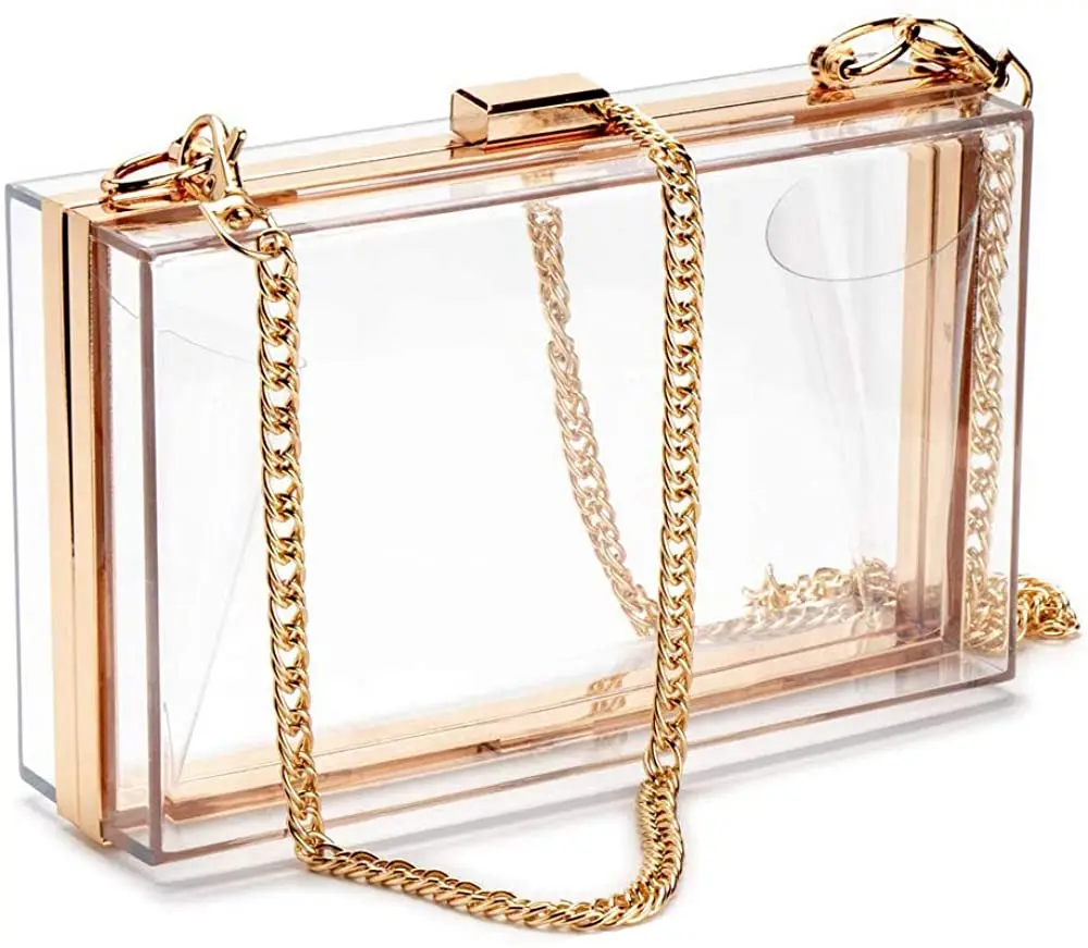 

Clear Purse Acrylic Box Evening Clutch Bag Crossbody Shoulder Hand bag for Women, 6 colors