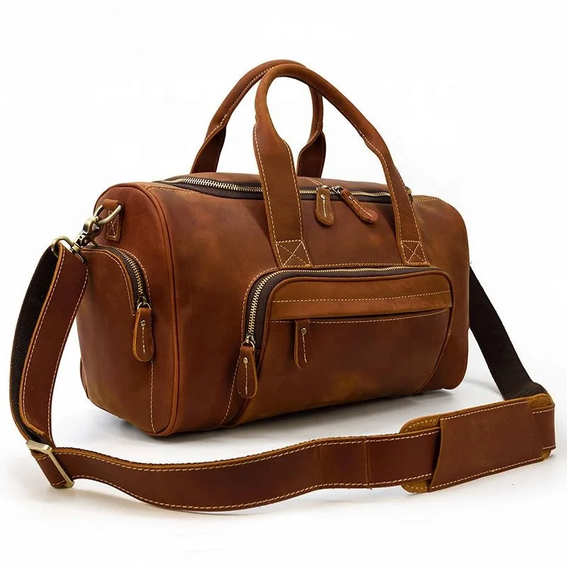 

2022 Top selling products upscale Fashion simple High capacity Mens Custom genuine leather Travel duffle bag