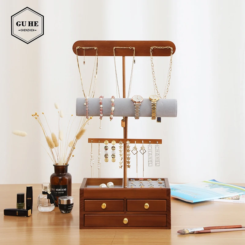 

Custom wooden glossy high quality pine jewelry storage box for cufflinks, Brown