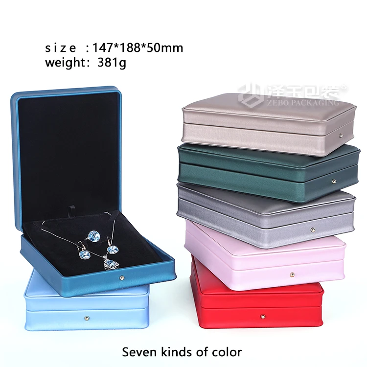 

Zebo In Stock Jewellery gift pendant boxes Leather pu ring box jewelry necklace packaging set, Cymk or pantone