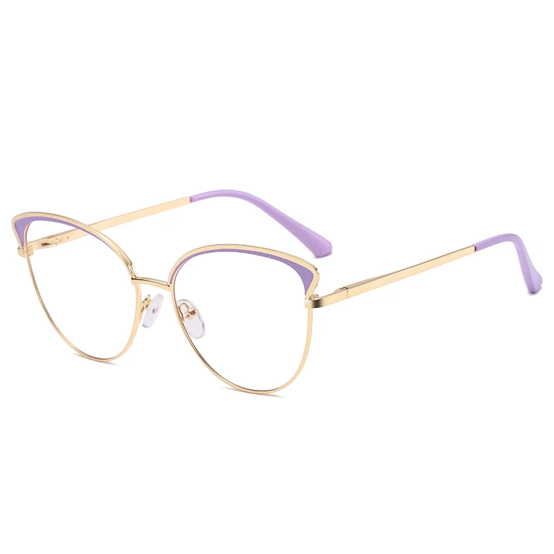 

SHINELOT 95320 High Quality Wholesale Vintage Cateye Metal Optical frame Eyewear Ladies Blue Light Glasses