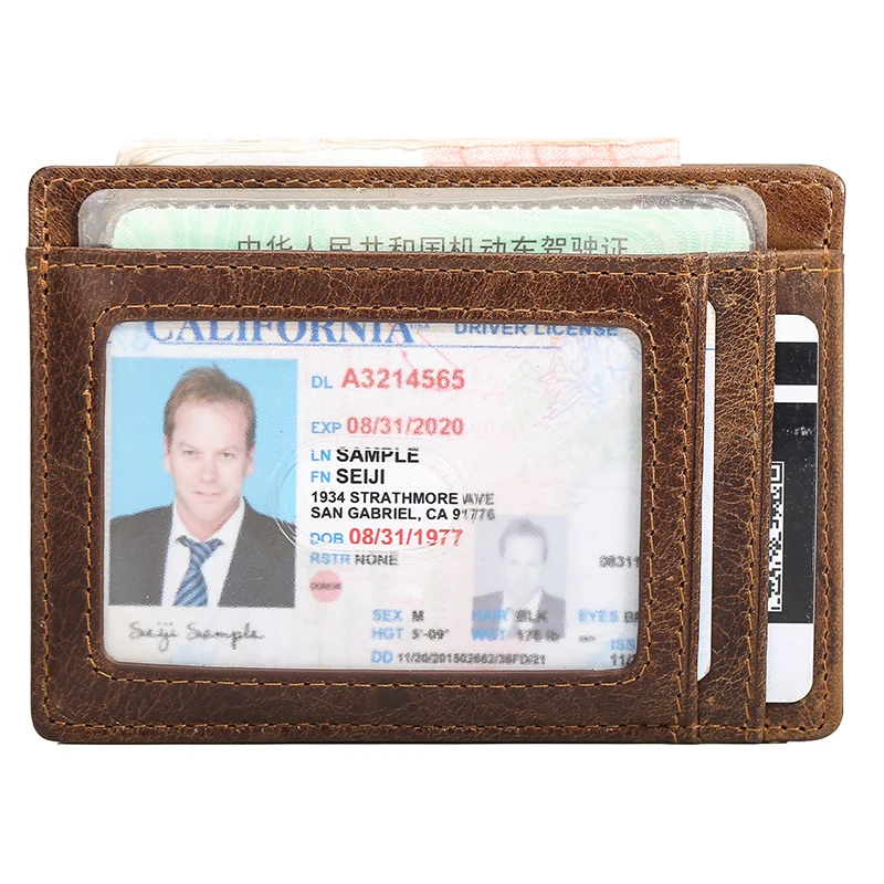 

Custom Logo OEM ODM RFID Blocking Brown Vintage Oil Genuine Leather Wallets For Men Card Holder Cowhide Men Wallet Cardhorder, Coffee
