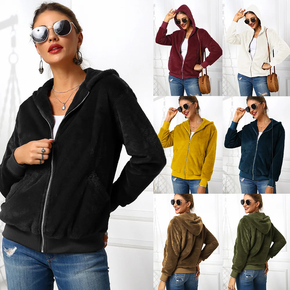 

2020 Women Trench Coat Ladies Hoodie Outwear Teddy Winter Plus Size Faux Fur Coat