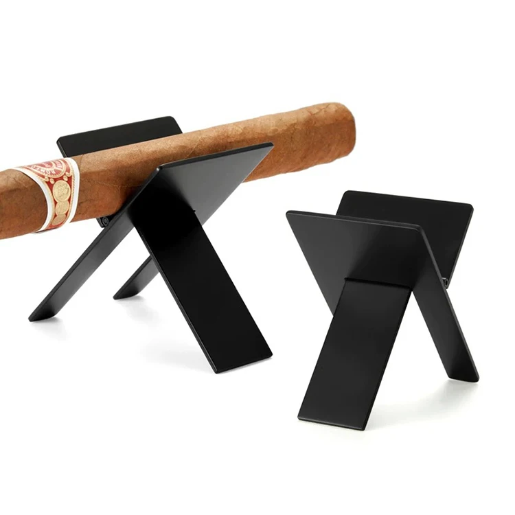 

Stainless Steel Black Color Glass Single Stand Metal Cigar Chair Holder For Cigars