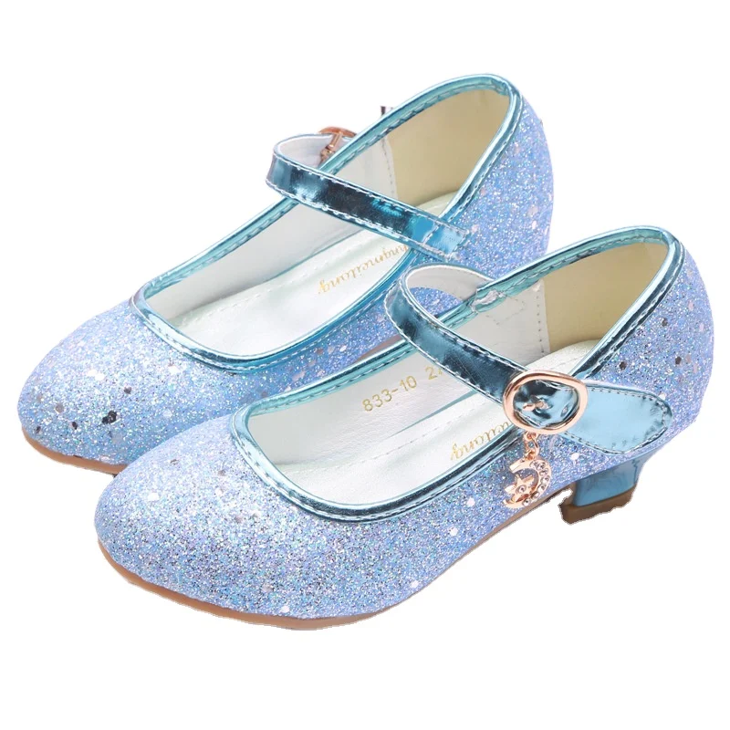 

OEM Kids High Heels Princess Girl Sandals Single Shoes, Blue, pink, silver, purple