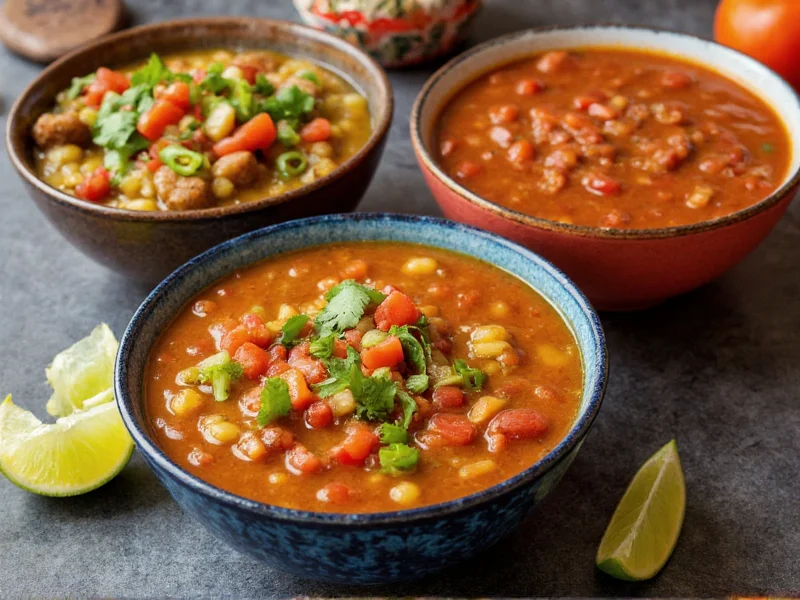 Three salsa variations in colorful bowls