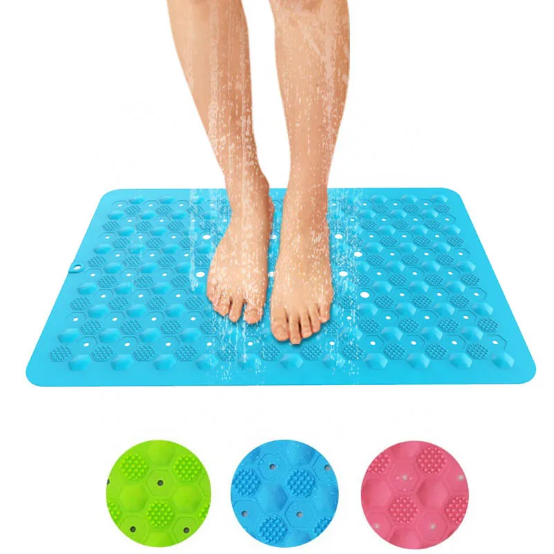 

Custom Non-Slip Soft Massage Silicone Bath Mat Shower Tub Bathing Bathroom Mat with Strong Suction Cup