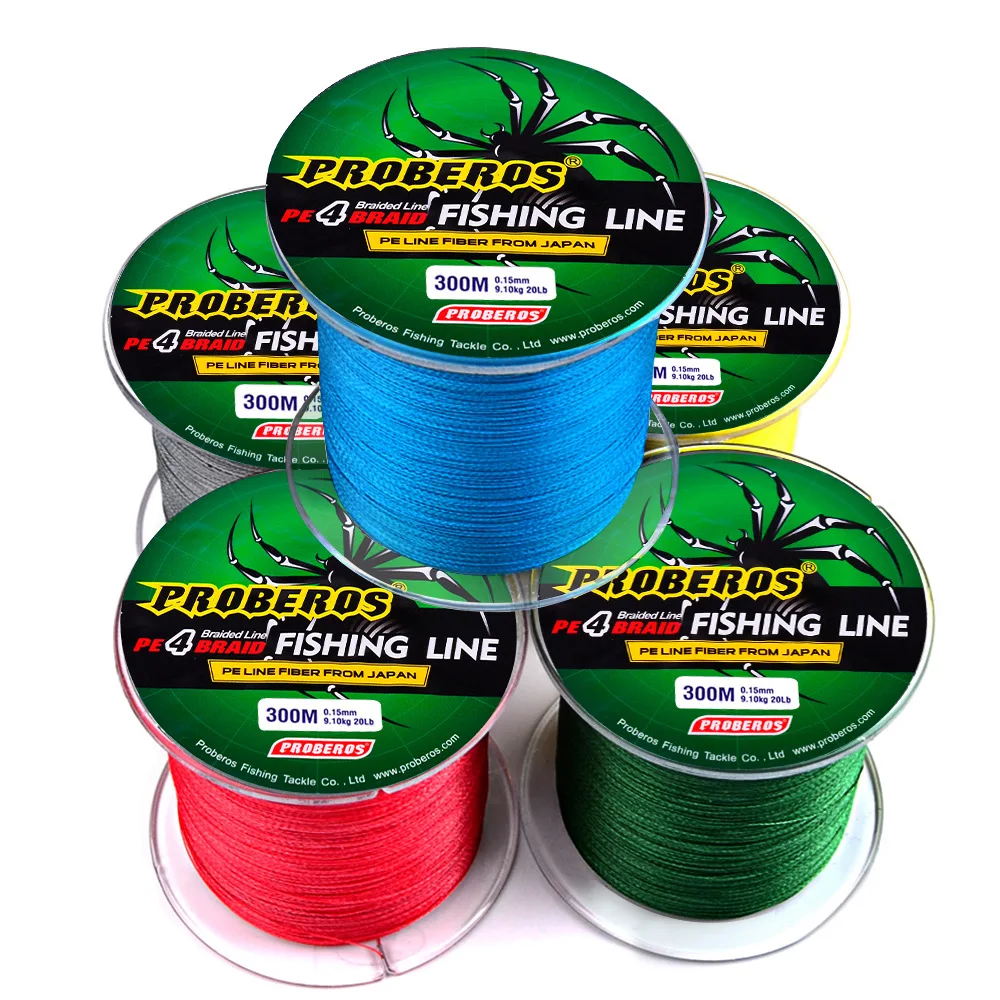 New Braided 300m 4Strands PE Fishing Line Strong Multilament Braid Lines wire Smoother Floating Line feed production, Green