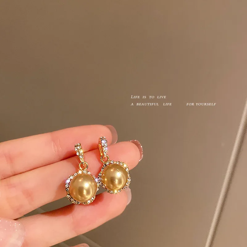 

fashion gold pearl crystal drop earrings 2021