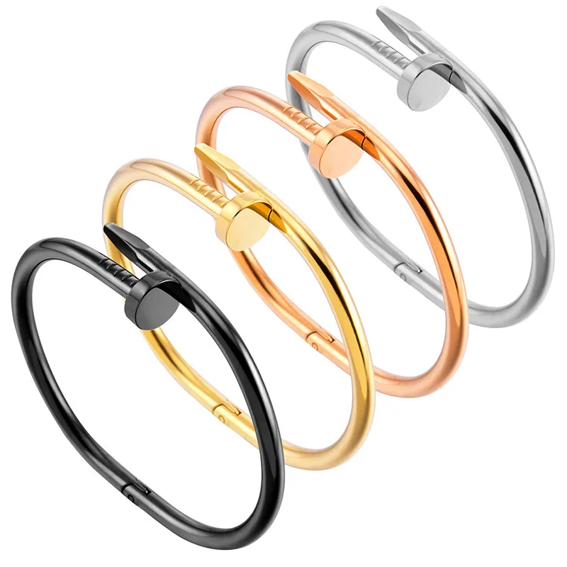 

Fashion jewelry gold plated screw nail stainless steel bracelet