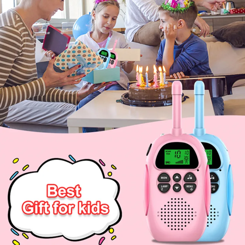 

Children best toy 2colors long range USB charge flashlight channel scan LCD display low battery alarm walkie talkies