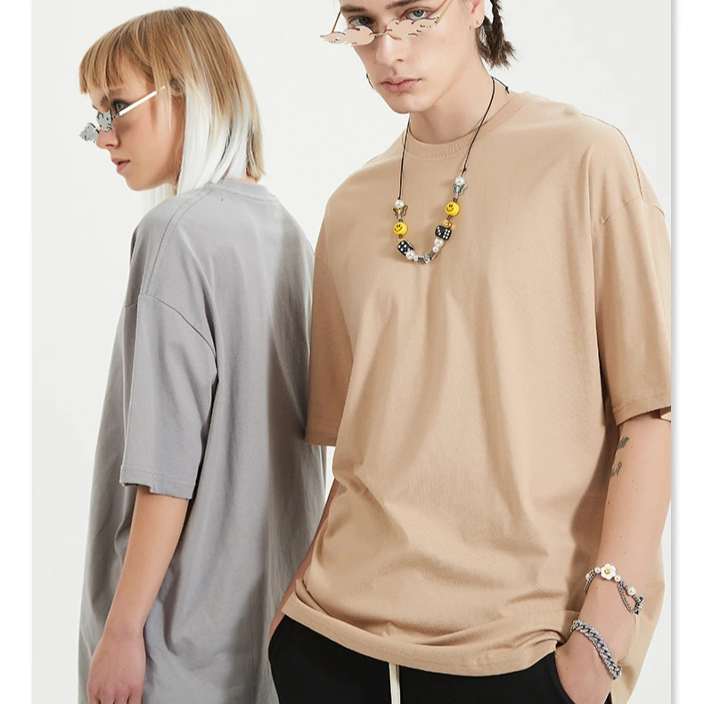 

women tops plus size casual solid color unisex loose hip hop street wear t-shirt for men