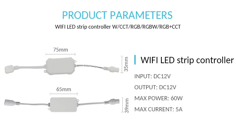 TUV approval WIFI smart LED strip controller for WW/CCT/RGB/RGBW/RGB+CCT LED strips Amazon alexa/Google assistant Tuya solution
