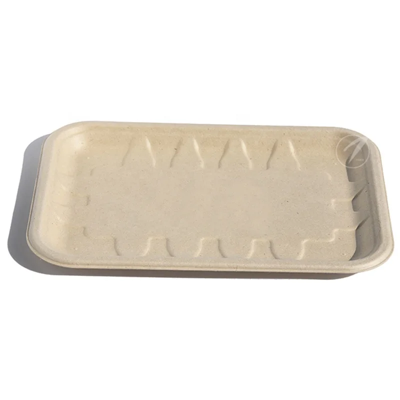 Customized biodegradable meat packing paper food tray for supermarket