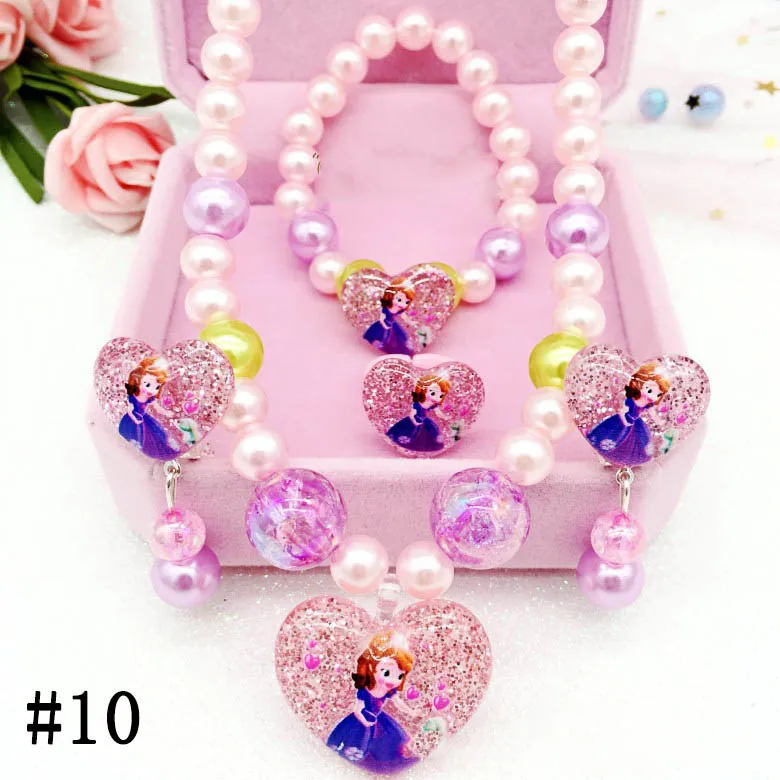 wholesale 24pcs Color beads girl princess queen Children's necklace bracelet set 