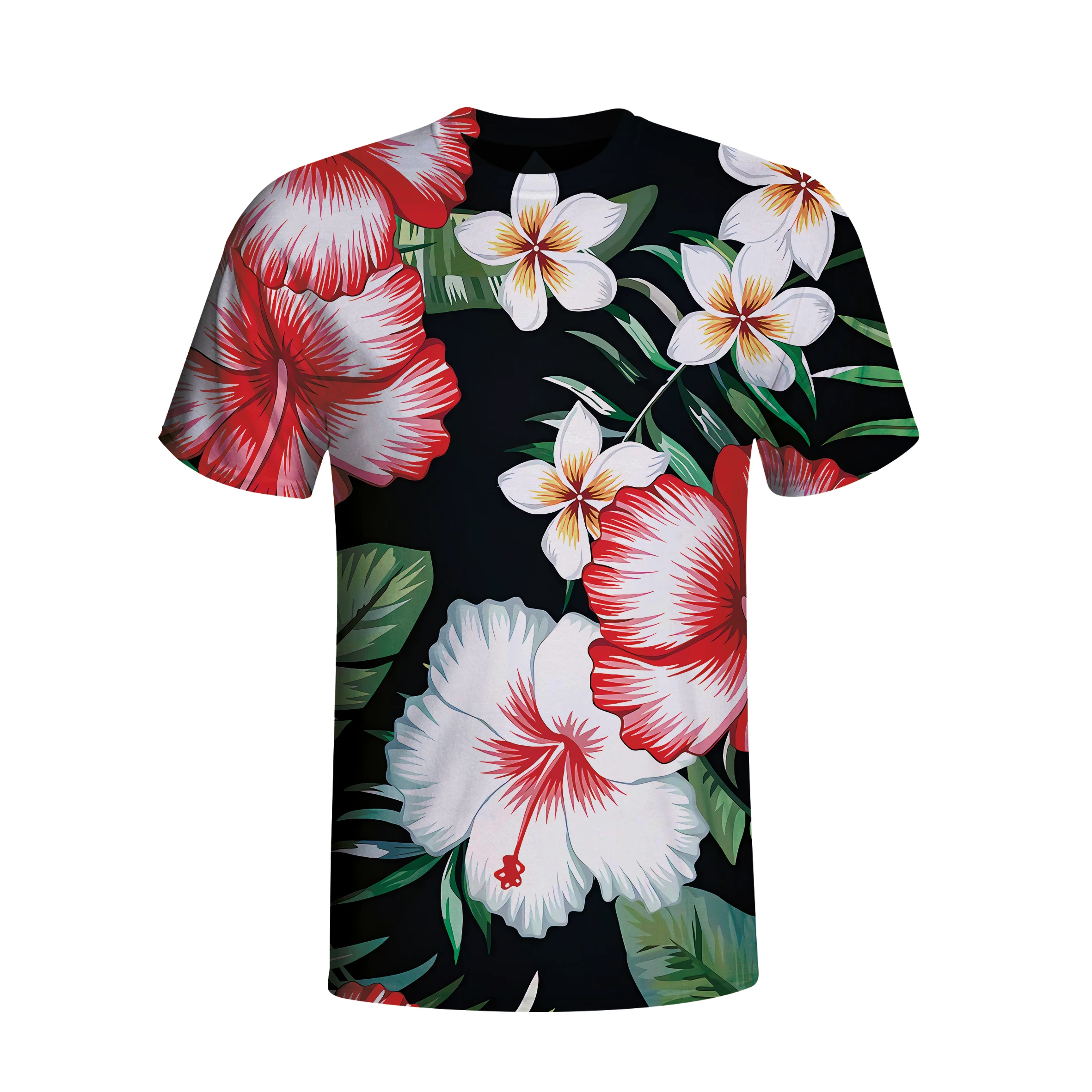 

Factory Wholesale Casual mens T Shirt Plus Size Hibiscus Flower Printed t-shirt Hawaiian Style Short Sleeve t shirts for Men, Customized colors