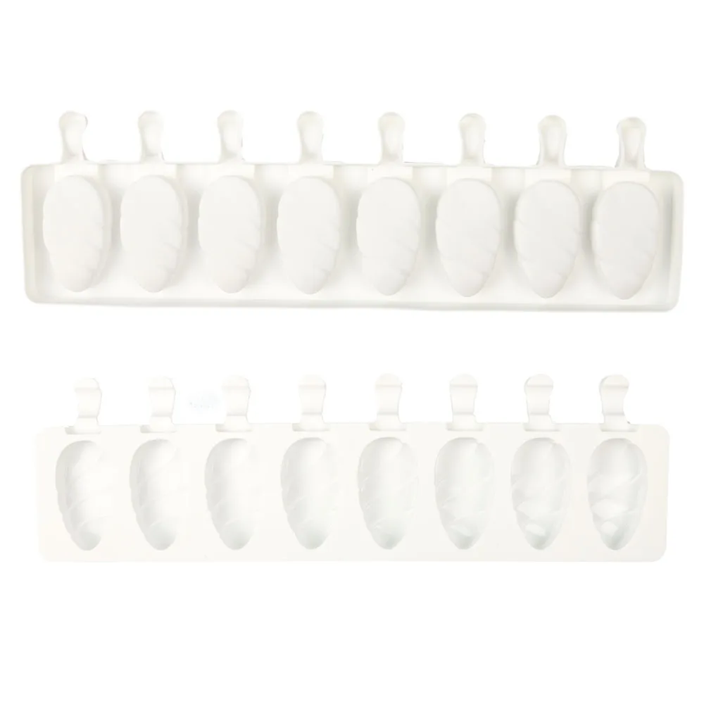 

Food Grade 8-cavity Striped Oval Cylindrical Irregular Grid DIY Baking Tools Ice Cream Silicone Molds, White