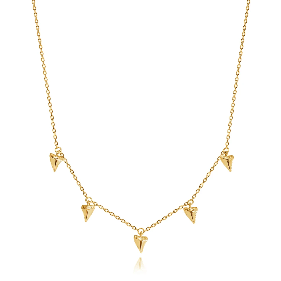 

wholesale fashion jewelry for women 14K gold plated 925 sterling silver shark tooth charms necklace