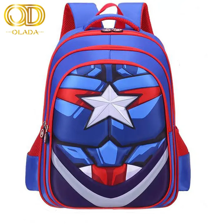 

Kids Student Backpacks Super Hero Series Spiderman And American Captain Spiderman Backpack, Pink blue red or customized