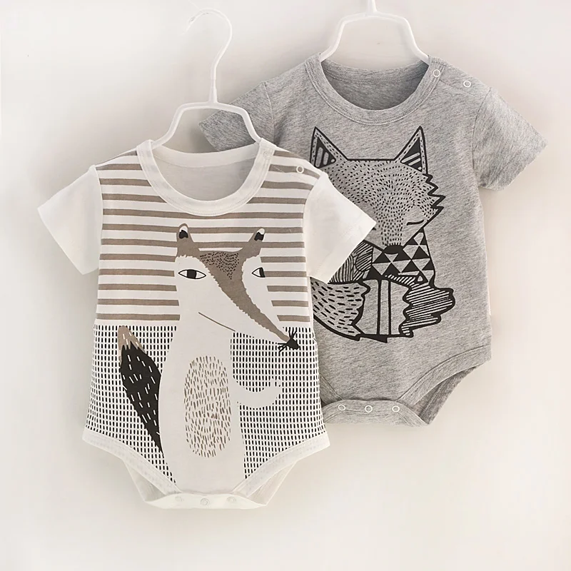 

Cheap 100% Cotton China Summer short sleeve infant clothes Newborn baby girls' and boys' rompers clothing, Gray /pink/white/dark blue
