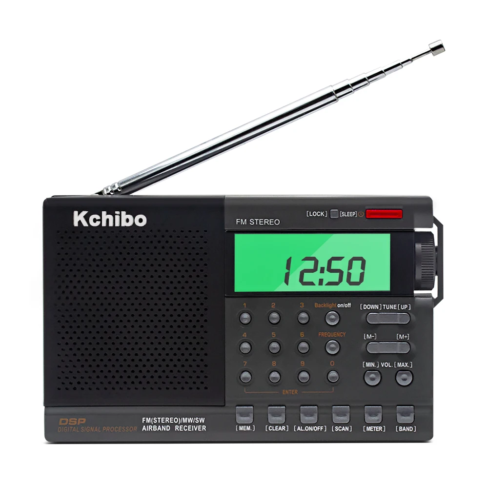 

2020 new multi band shortwave radio receivers portable FM MW SW digital airband radio with clock and alarm, Customerzied