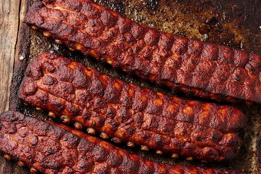 Thermometer probe in a rack of ribs
