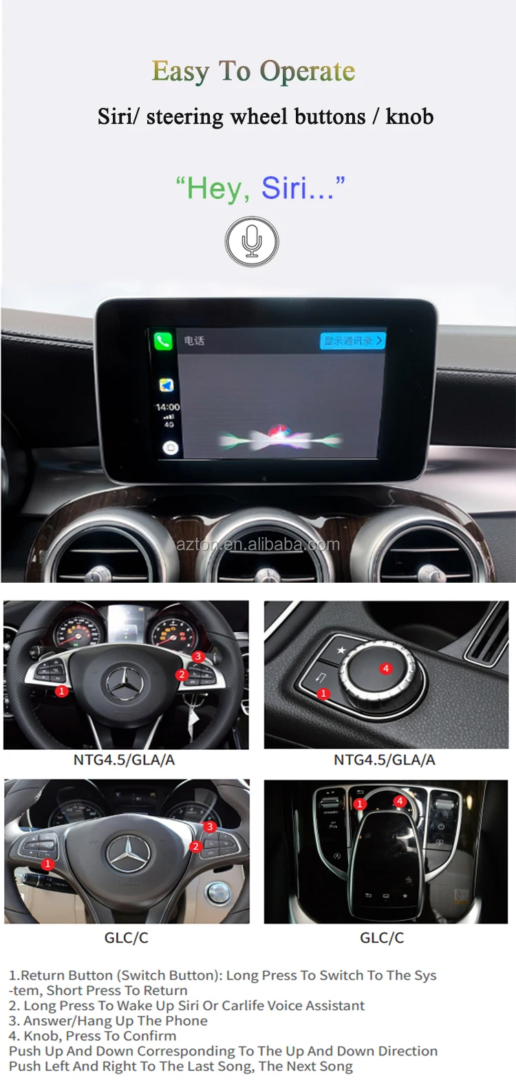 New W205 Apple Carplay Android Auto Video Interface Kits For Mercedes