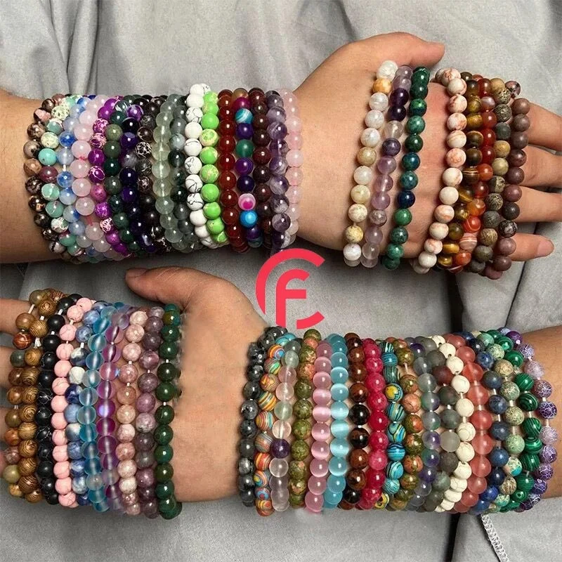 Natural Stone Quartz Crystal Beads Bracelets 6mm 8mm Agate Beads Handmade Hand String Gemstone Bracelets for Women and Men