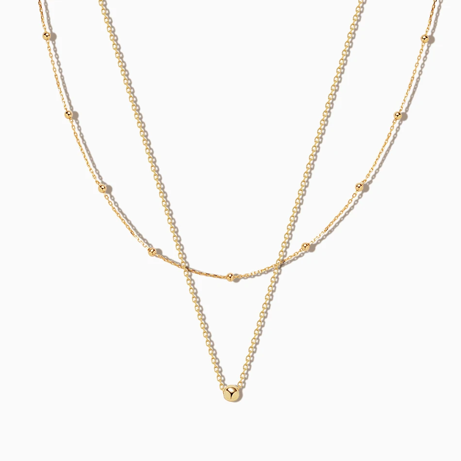 

wholesale fashion jewelry 925 sterling silver women jewelry 18k gold plated double chain necklace