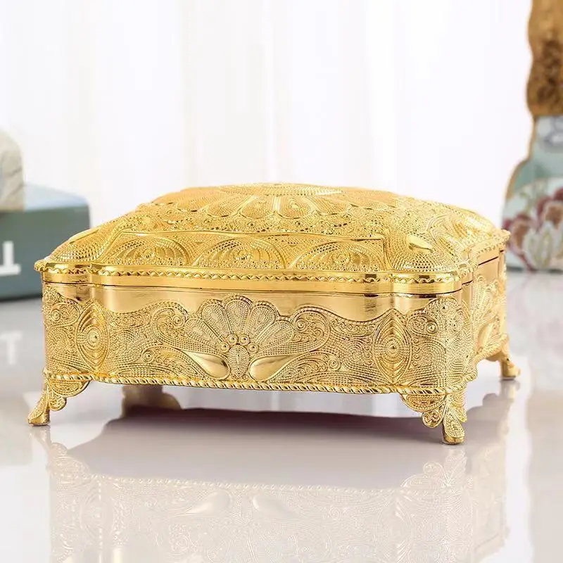 

Hot Sale High Quality Stock Dubai Colorful Luxury Partition Gold Metal Jewelry Box