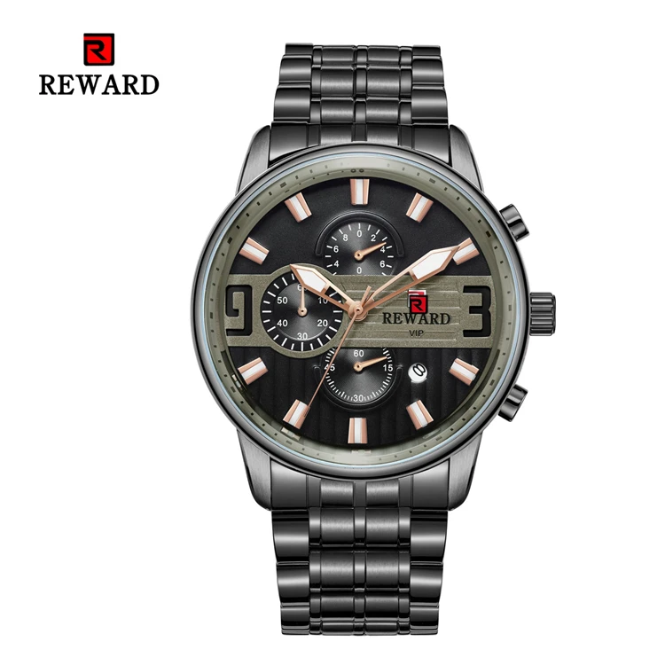 

REWARD RD63077M Watch Top Brand Luxury Mens Analog Clock Chronograph Military Sports Watches Male Full Steel Quartz Wristwatch, Multi colors