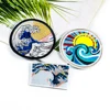 Custom Sunset sea wave scenery series embroidery patches badge laser heat cut patch