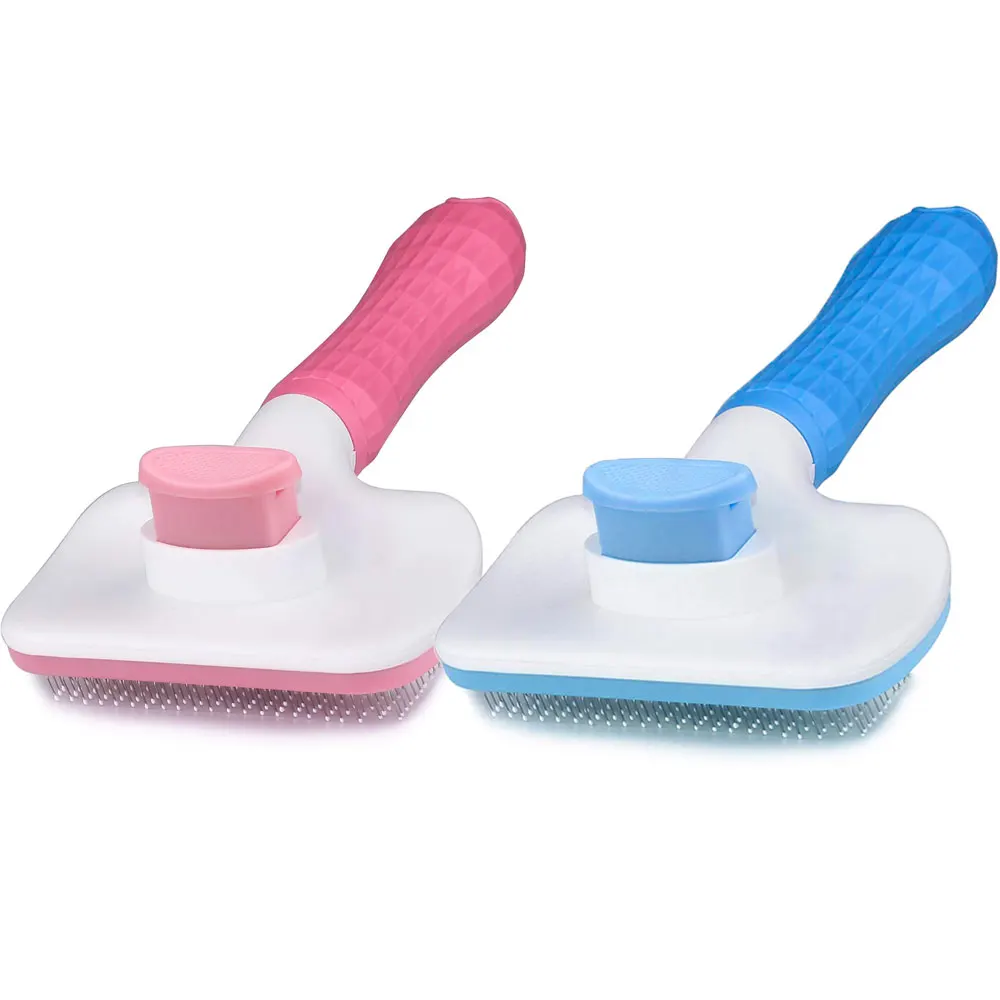 

Top Pet Amazon Products 2021 Pet Hair Remover Brush Self Cleaning Pet Brush Auto Cat Dog Massage Grooming Hair Removal, Pink blue