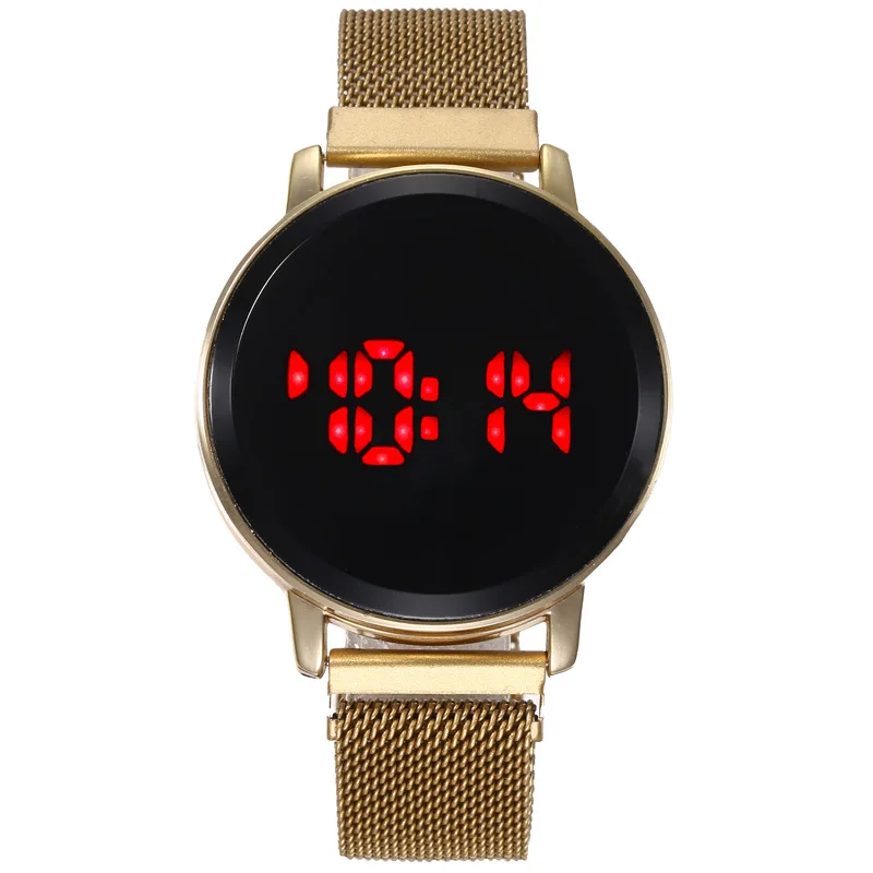 

QIANWEN watch supplier Milanese magnet buckle watch digital display electronic quartz watch, As picture