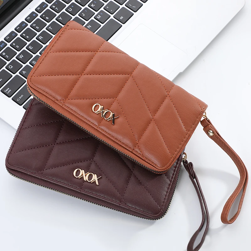 

High Quality Women Long Style PU Leather Wallets Fashion Zipper Coin Purse For Ladies, As the picture or customized