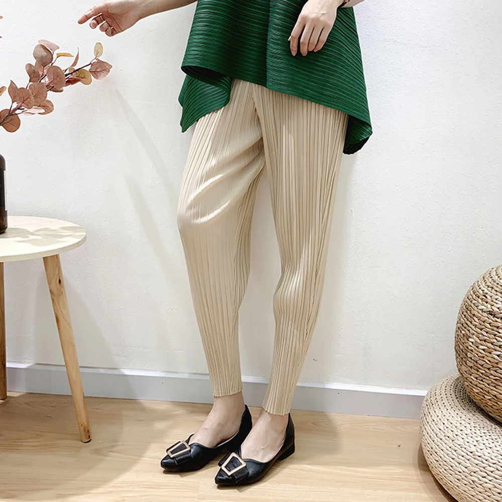 

FXZ New High waist casual loose Slim Pleated long loose female trousers wholesale women pleated pants, Customized color