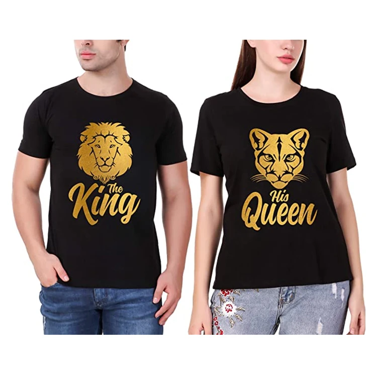 

Cheap Wholesale Custom Printing Couple T Shirts Of King Queen T Shirts For Love