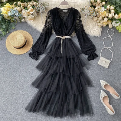 

New Design Women Fashion Lace Embroidered Party Maxi Formal Dress