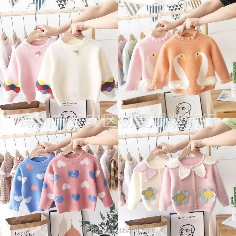 

Good Quality New Styles Cartoon Long Sleeve Baby Children Pullover Girls Sweaters wholesale, Multiple colors