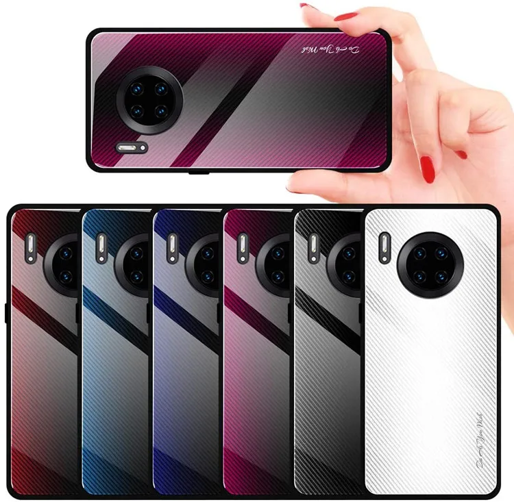 

Gradient Striped Tempered Glass TPU Case for Huawei Mate 30 Mate 30 Pro