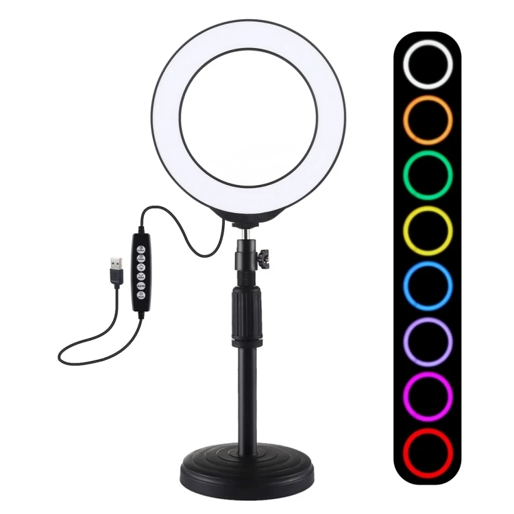 

Dropshipping PULUZ 6.2 inch 16cm USB 10 Modes 8 Colors RGBW Dimmable LED Ring Vlogging Photography Video Lights + Tripod Mount