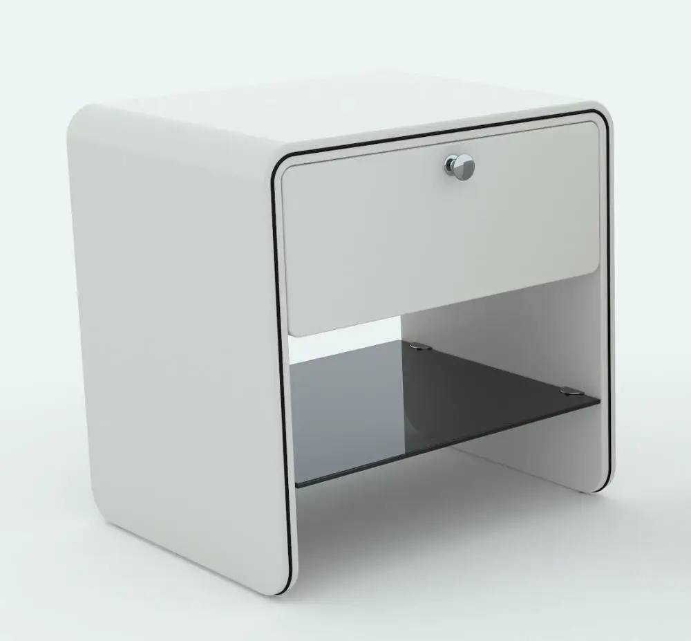 Venta al por mayor mesas de noche de vidrio blancas-Compre online los